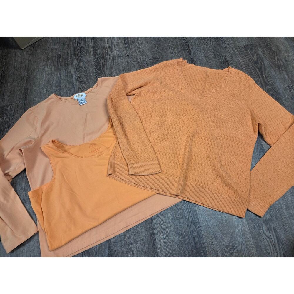 Talbots Solid Orange Tank Long Sleeve Shirt Sweater Lot of 3 Size XL